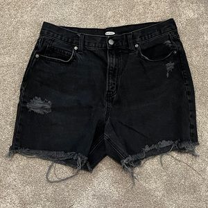 Old Navy Black Jean Shorts with Raw Edge and Rips Size 12